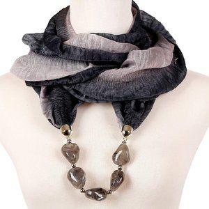 WOMENS Grey Marble Infinity PENDANT NECKLACE SCARF